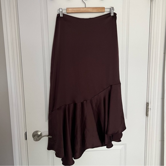 Zara Asymmetrical Ruffle Hem Satin  Skirt size M - Picture 2 of 6